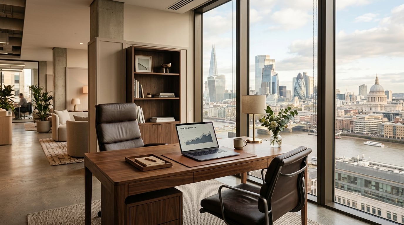 Elegant London corporate office overlooking the city